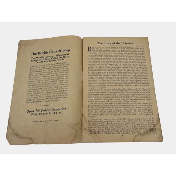 1924 The Convict Ship Success Tour Guidebook England Oldest Ship in the World - Picture 3 of 6